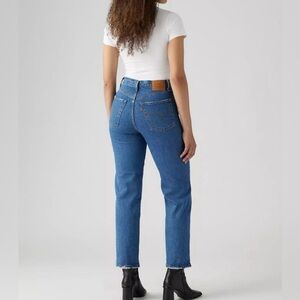 Levi’s Ribcage Straight Ankle Jeans Cropped High Rise High Waisted Blue Size 29